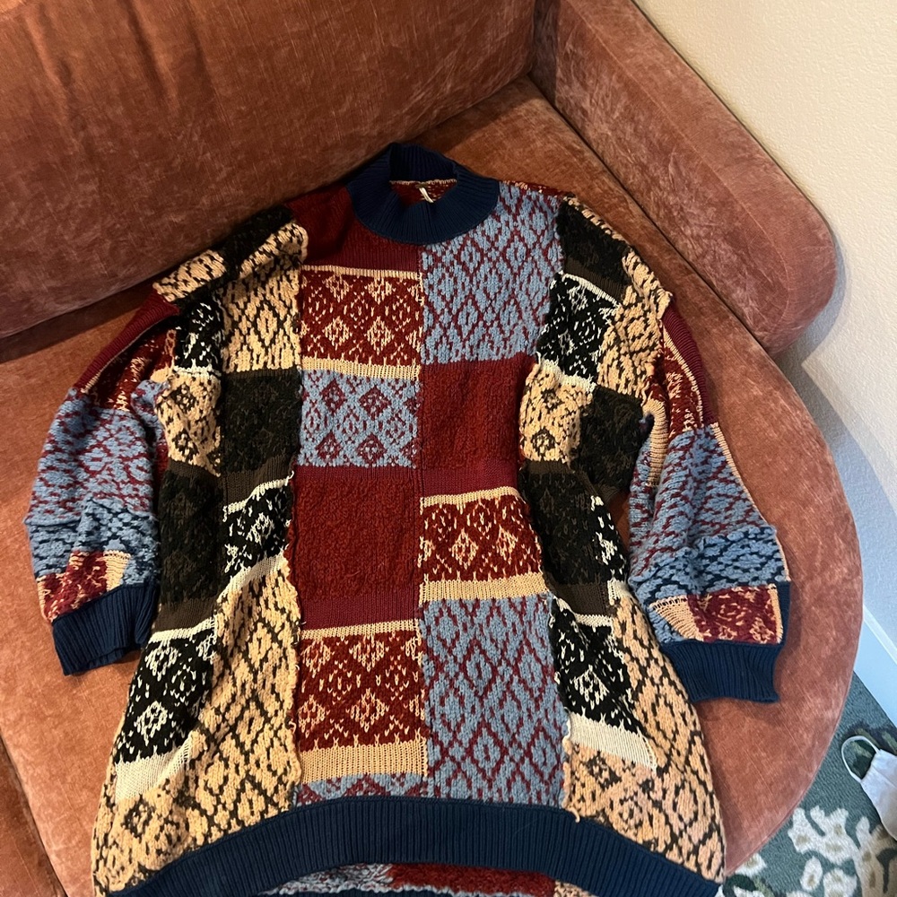 Free people Patched Argyle Sweater Dress M/L